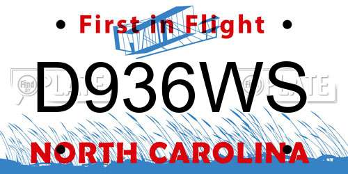 D936WS North Carolina License Plate