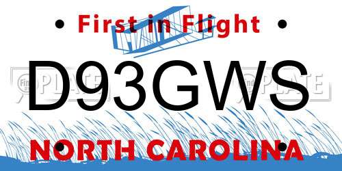 D93GWS North Carolina License Plate