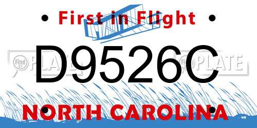 D9526C North Carolina License Plate