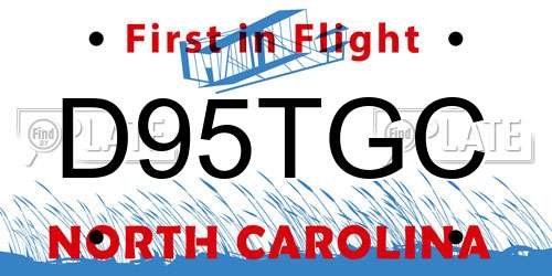 D95TGC North Carolina License Plate