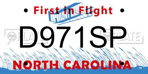 D971SP North Carolina License Plate