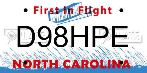 D98HPE North Carolina License Plate