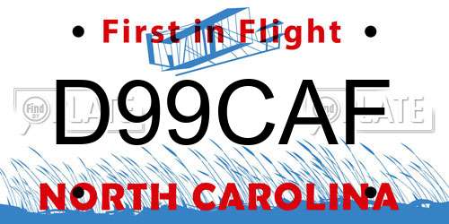 D99CAF North Carolina License Plate