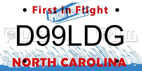D99LDG North Carolina License Plate