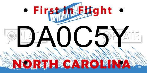 DA0C5Y North Carolina License Plate