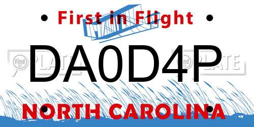 DA0D4P North Carolina License Plate