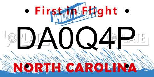 DA0Q4P North Carolina License Plate