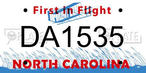 DA1535 North Carolina License Plate
