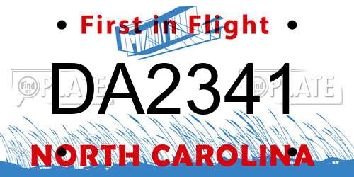 DA2341 North Carolina License Plate