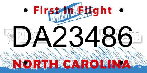 DA23486 North Carolina License Plate