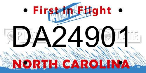 DA24901 North Carolina License Plate