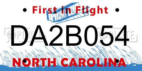 DA2B054 North Carolina License Plate