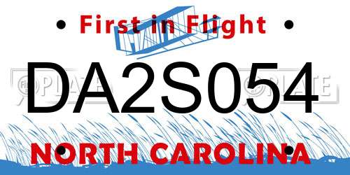 DA2S054 North Carolina License Plate