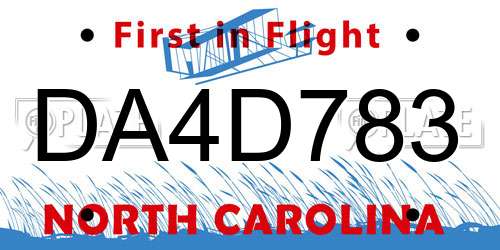 DA4D783 North Carolina License Plate