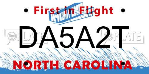 DA5A2T North Carolina License Plate