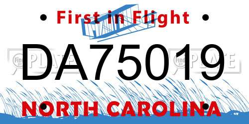 DA75019 North Carolina License Plate
