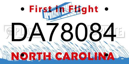 DA78084 North Carolina License Plate