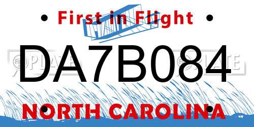 DA7B084 North Carolina License Plate