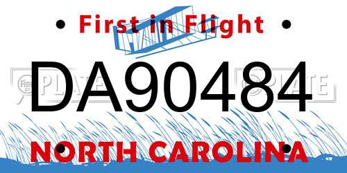 DA90484 North Carolina License Plate