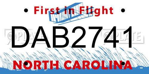 DAB2741 North Carolina License Plate