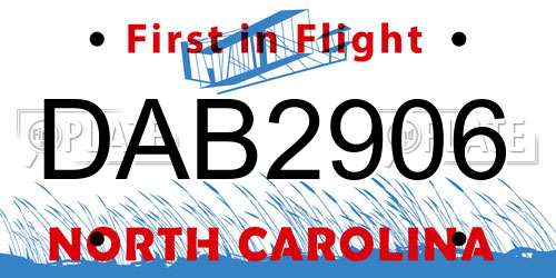 DAB2906 North Carolina License Plate