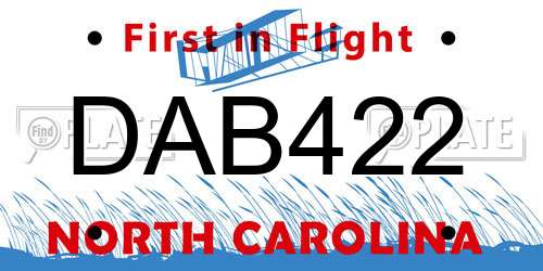 DAB422 North Carolina License Plate