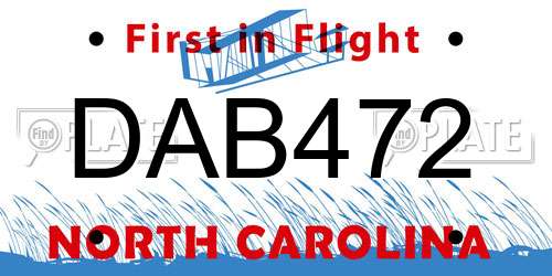 DAB472 North Carolina License Plate