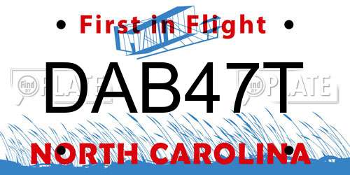 DAB47T North Carolina License Plate