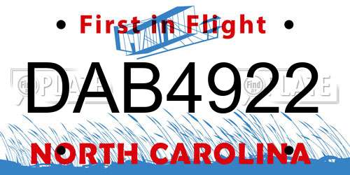 DAB4922 North Carolina License Plate