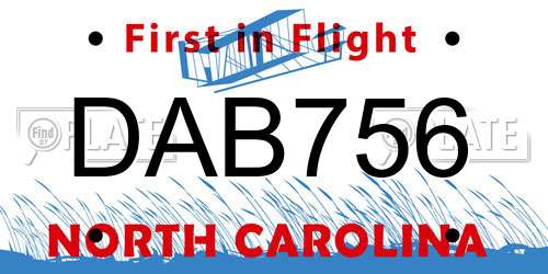 DAB756 North Carolina License Plate