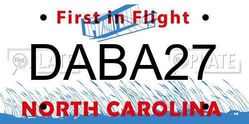DABA27 North Carolina License Plate