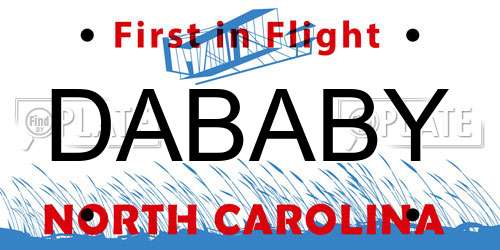 DABABY North Carolina License Plate