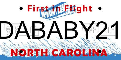 DABABY21 North Carolina License Plate