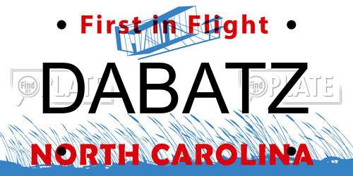 DABATZ North Carolina License Plate
