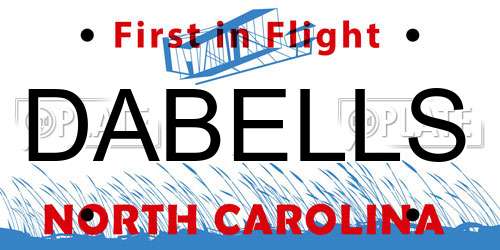 DABELLS North Carolina License Plate