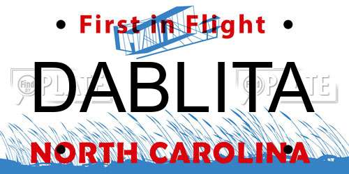 DABLITA North Carolina License Plate