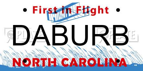 DABURB North Carolina License Plate