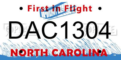 DAC1304 North Carolina License Plate