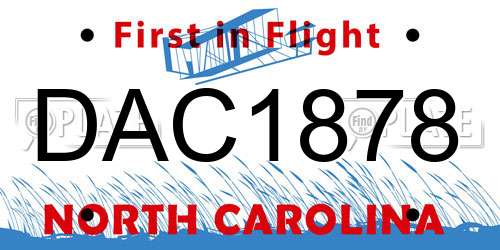 DAC1878 North Carolina License Plate