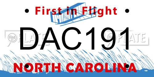 DAC191 North Carolina License Plate