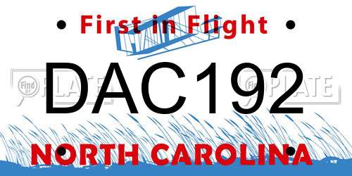 DAC192 North Carolina License Plate