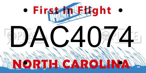 DAC4074 North Carolina License Plate