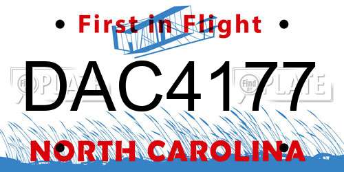 DAC4177 North Carolina License Plate