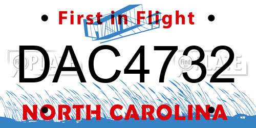 DAC4732 North Carolina License Plate