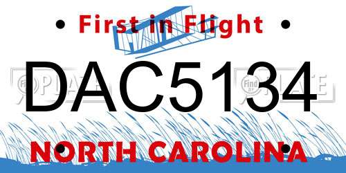 DAC5134 North Carolina License Plate