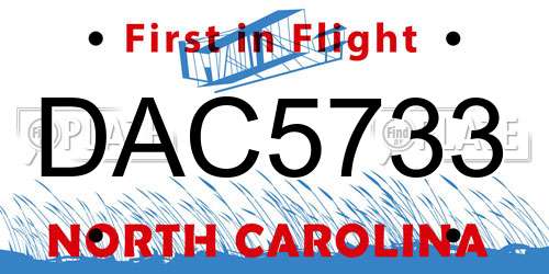 DAC5733 North Carolina License Plate