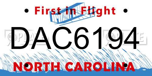 DAC6194 North Carolina License Plate