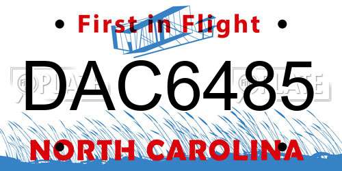 DAC6485 North Carolina License Plate