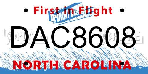 DAC8608 North Carolina License Plate