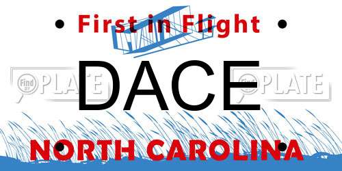 DACE North Carolina License Plate